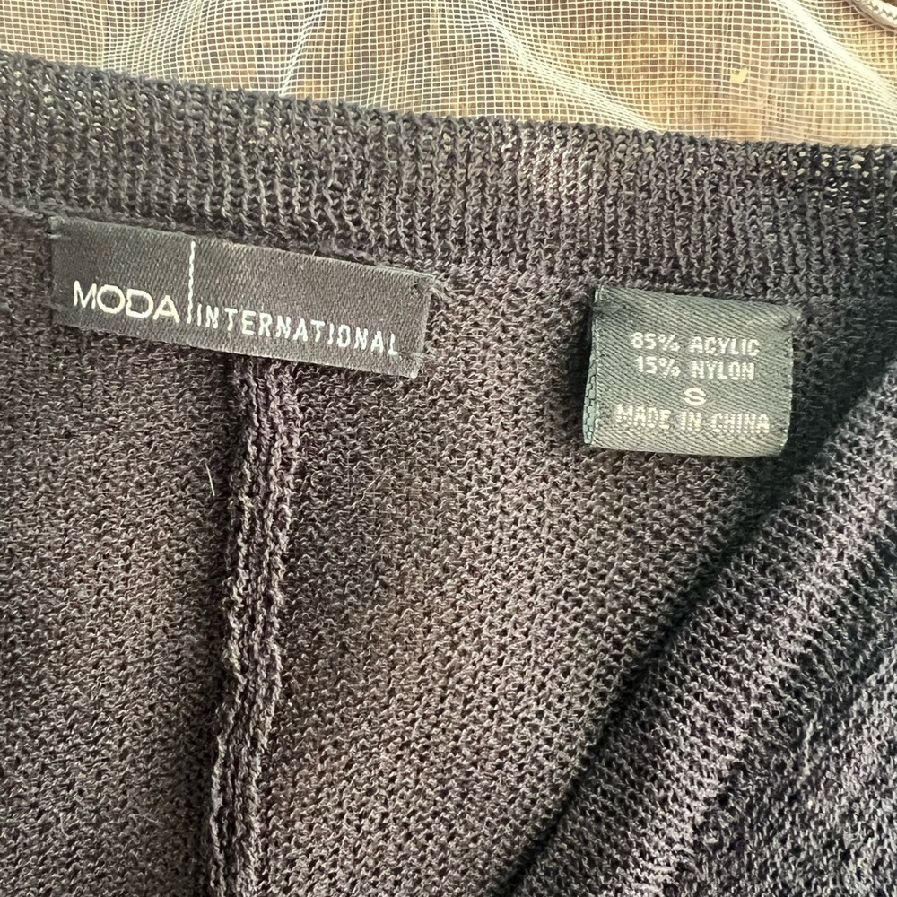 Vintage, Moda SZ S, black, full length, sweater with chainmail style cuff. - Picture 12 of 12